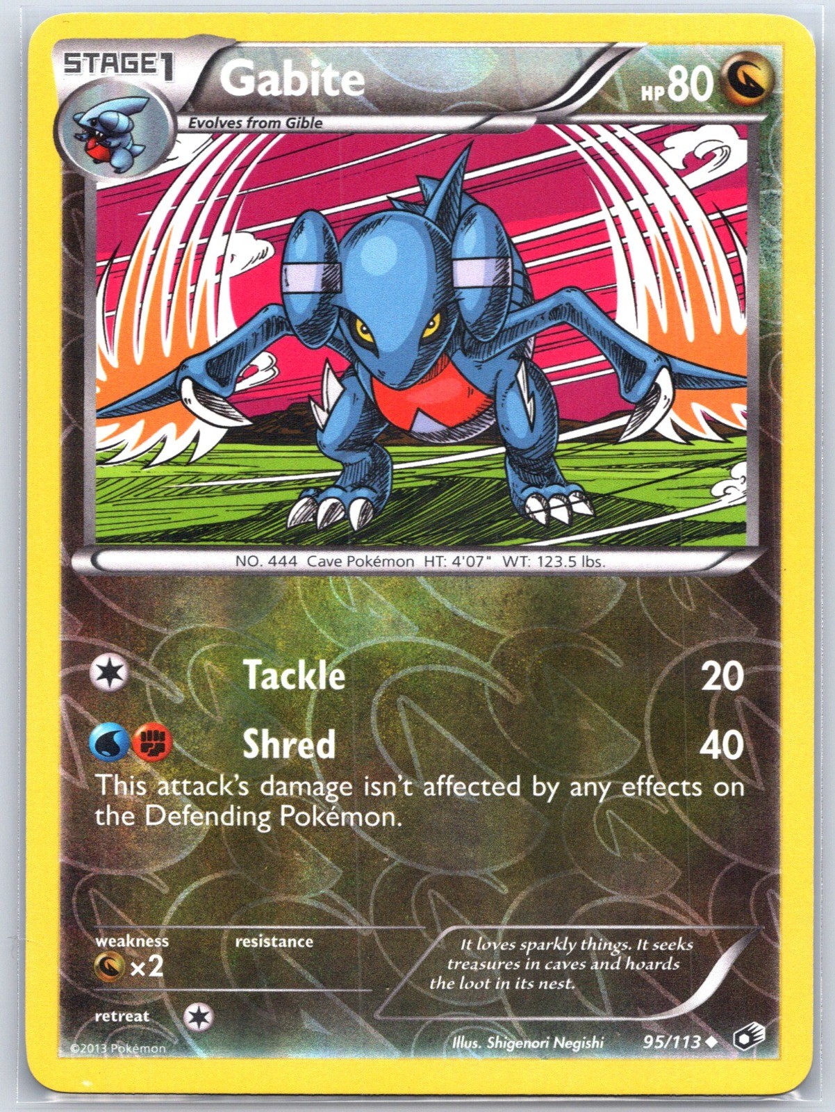 Gabite 95/113 Reverse Holo NM Legendary Treasures Pokemon 2013 Shigenori Negishi