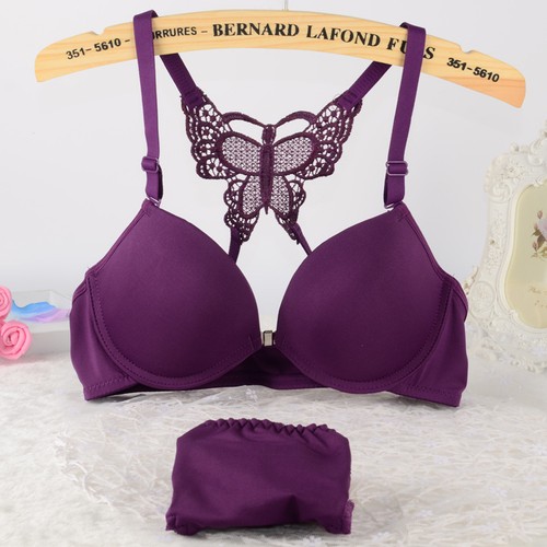 Conjuntos de sujetador push up para mujer con cierre frontal conjunto de ropa interior de encaje ropa de dormir íntima AB - Imagen 9 de 25