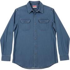 Wrangler Premium Quality Comfort Flex Long Sleeve Denim Shirt Men's Medium Blue