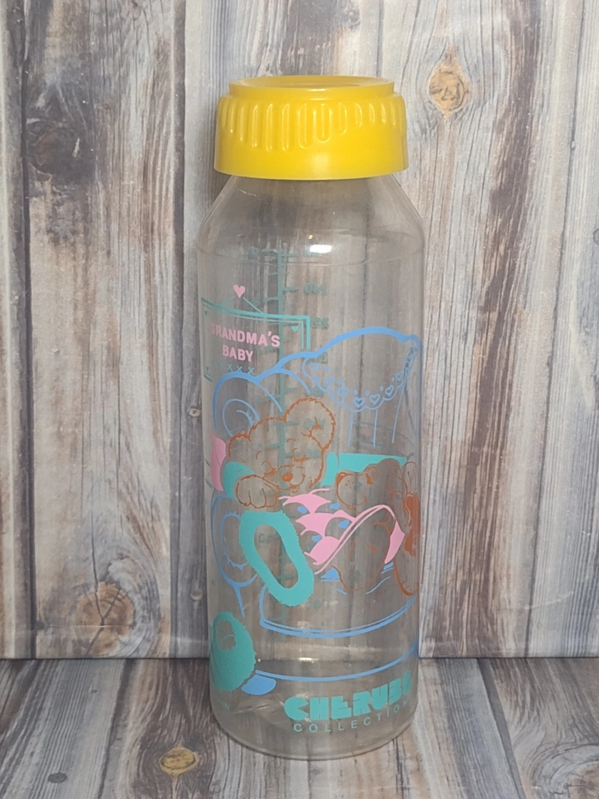 VTG Cherubs Collection Baby Plastic Bottles 9oz Teddy Bear Puppy 80's