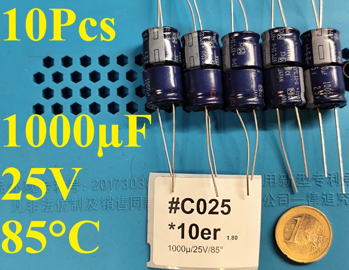 Condensatore 1000uf 75v Condensatore Elettrolitico Assiale Cornell Dubilier 1000uF 75V, Modello WBR1000-75 - Per Amplificatori Audio E Elettronica