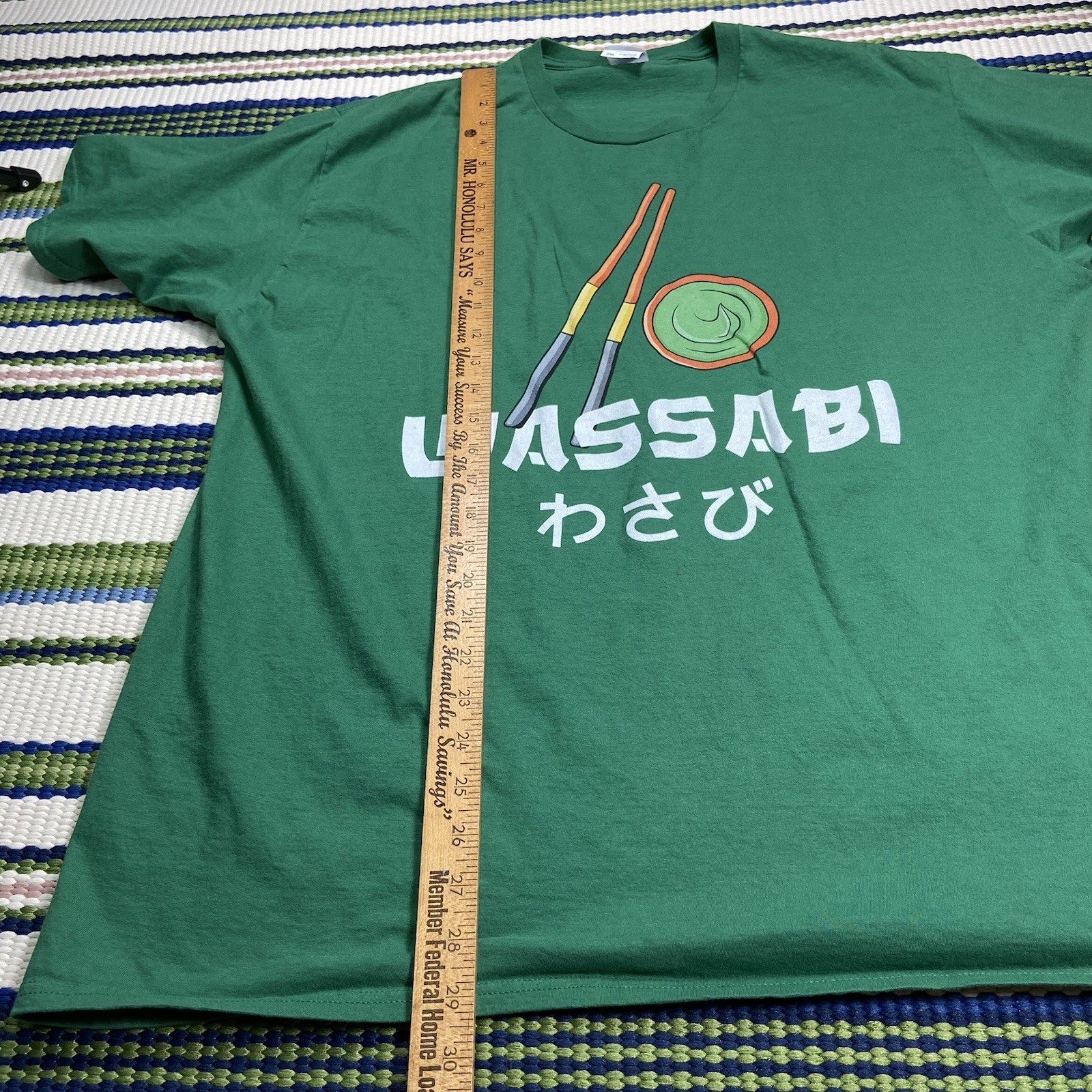 Write In Japanese Wassabi T-Shirt Mens 2XL Green Wasabi Japanese Writing Chopsticks Tee ...