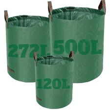 Garden Waste Bags Heavy Duty Waterproof Strong Reusable Sacks 120L 272L 500L