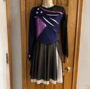 The Line Up Galaxy Navy Themed Ice Dancing Figure Skating Dance Costume L