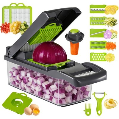 8 Blade All-in-1 Vegetable Chopper Mandoline Slicer with Container,Veggie Cut...
