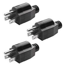 3-Pack 3 Prong Male Replacement Plugs 125V 15A Extension Cord