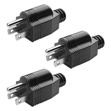 3-Pack 3 Prong Male Replacement Plugs 125V 15A Extension Cord