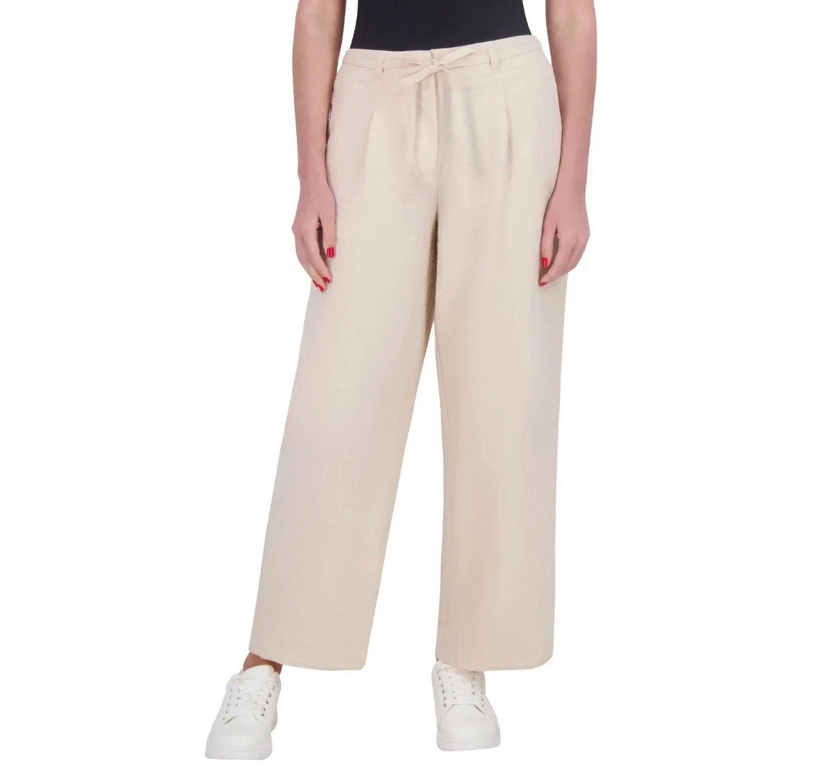 DKNY Women's Pull-On Drawstring Ankle Pants, Tan, Size 4