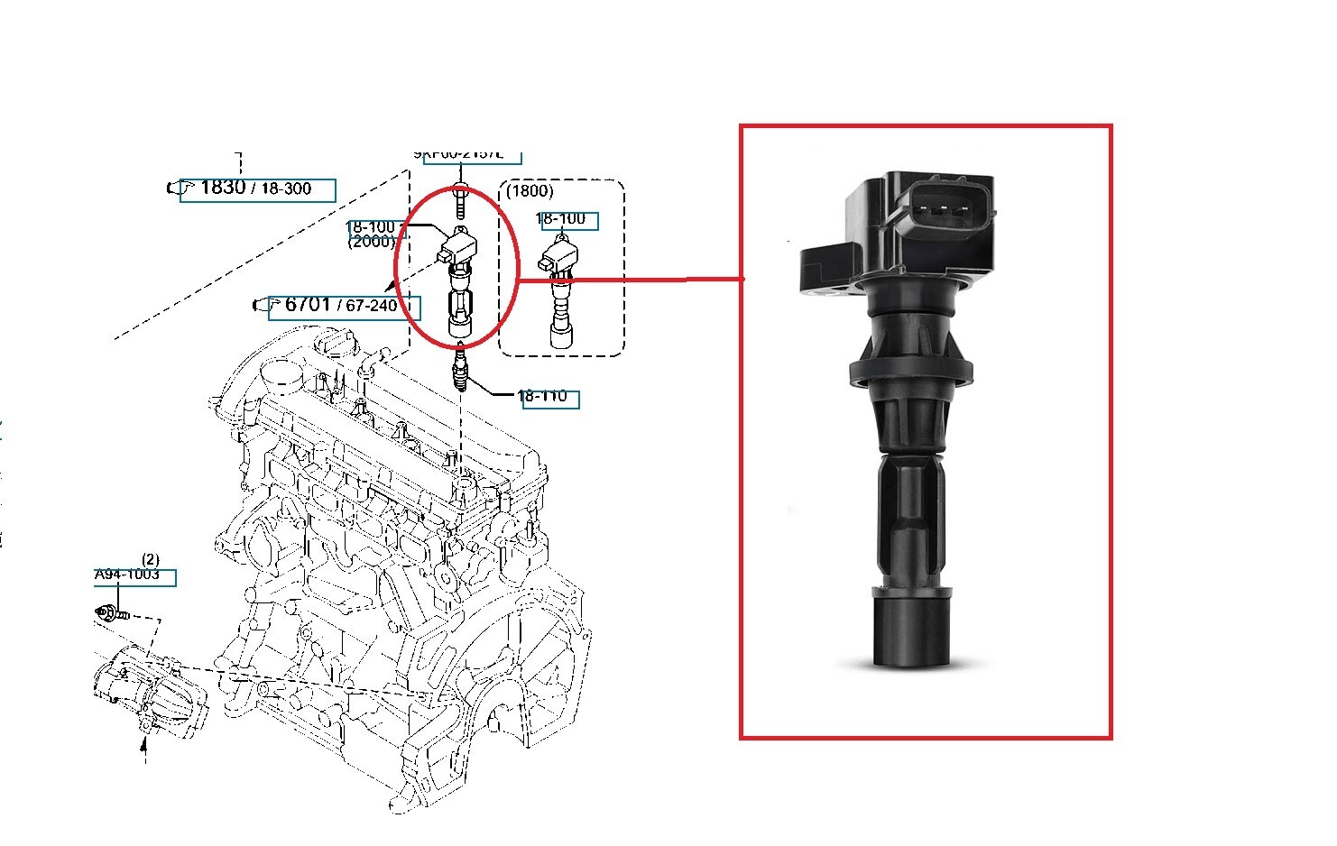 FOR MAZDA MX-5 MX5 MIATA  MK3 NC 2.0  IGNITION COIL X 1  (2005-2015)