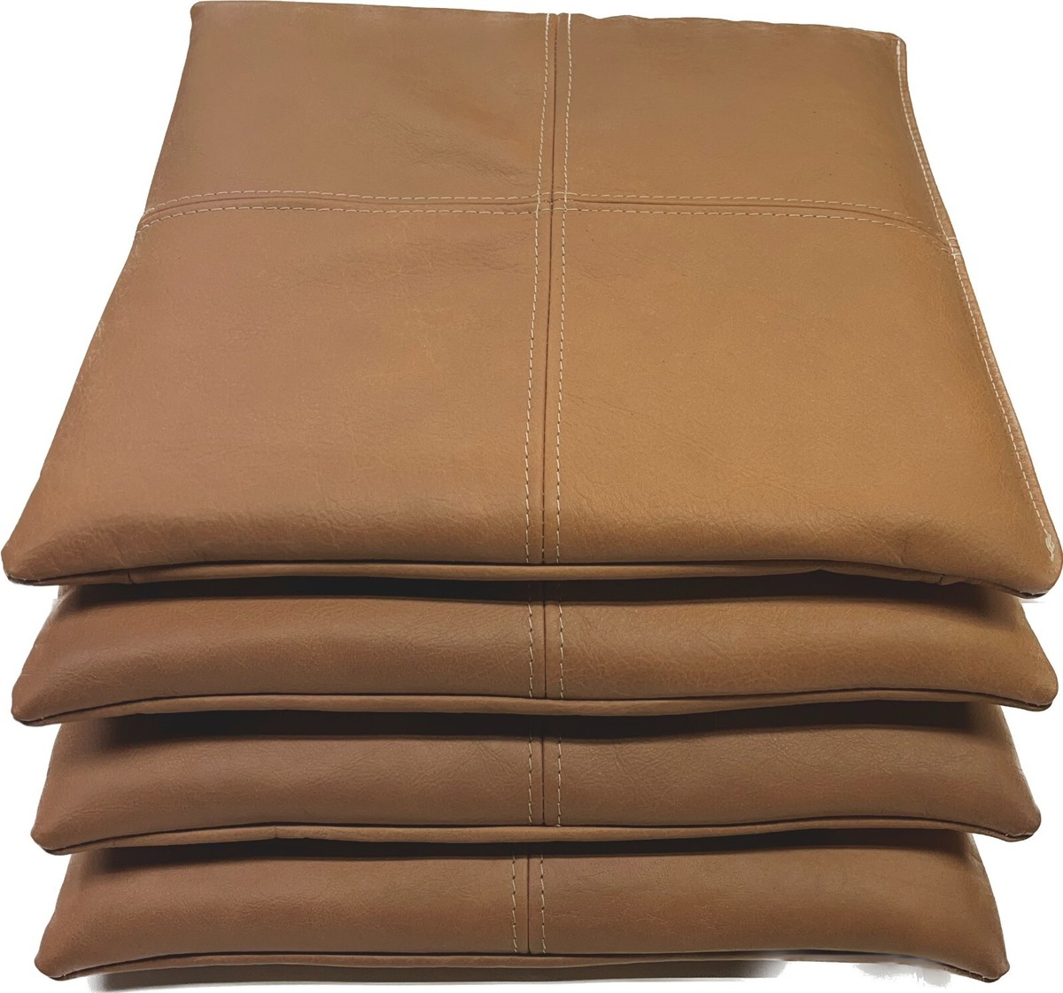 x Chair Cushions Leather Seat Vintage Leather Cognac Non-slip
