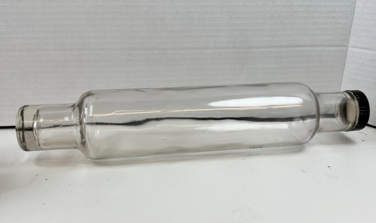 Vintage Glass Rolling Pin 14” Long Primitive Country Pie Crust Fill With Ice