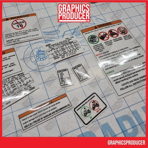 Suzuki LT250R LT500R Quadracer Decals Replica Warning Symbol Sticker 85-92 Model