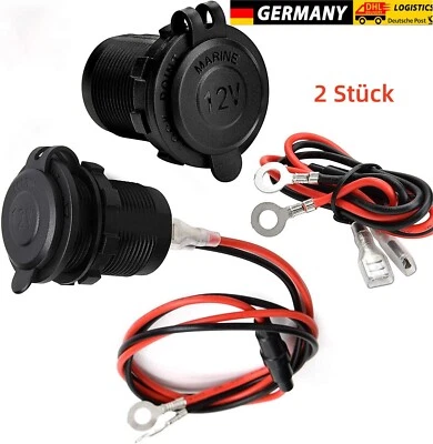 CISIVIS 2x 12V Auto KFZ Zigarettenanzünder Dose Buchse Einbau Steckdose Adapter Kabel DE