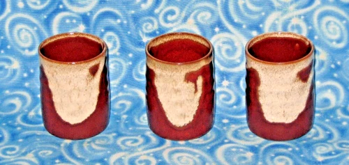 Vintage OMC Otagiri Stoneware Saki Tea Cups Japan Set of 3 Brown Glazed