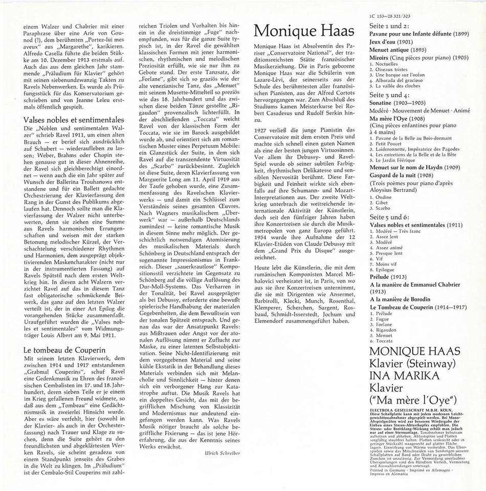 3LP Box RAVEL Complete Piano Work MONIQUE HAAS EMI/Erato C153-28321 1968 Rec NM- Foto 2 de 3