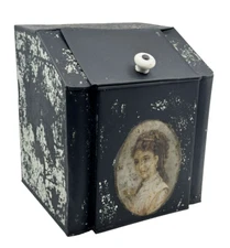 Antique GENERAL STORE Tea Tin TOLEWARE Coffee FLOUR Storage Bin COUNTER Display