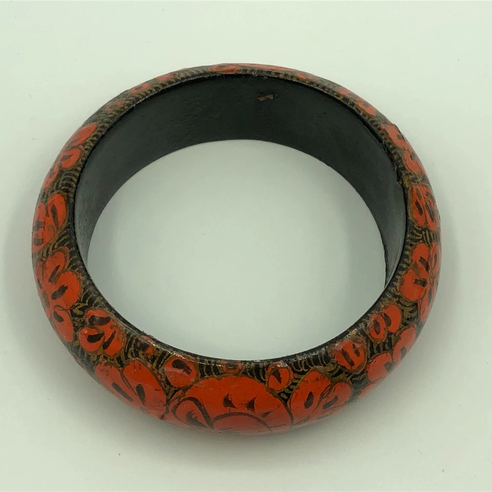 Brazalete Orangular Floral Decorado Pulsera Madera, Naturaleza, Navidad Boho Retro Foto 4 de 4