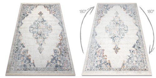 Modern Elegant Teppich DISTIN mit Fransen Ornament weiß / blau / hellgrün - Bild 2 von 9