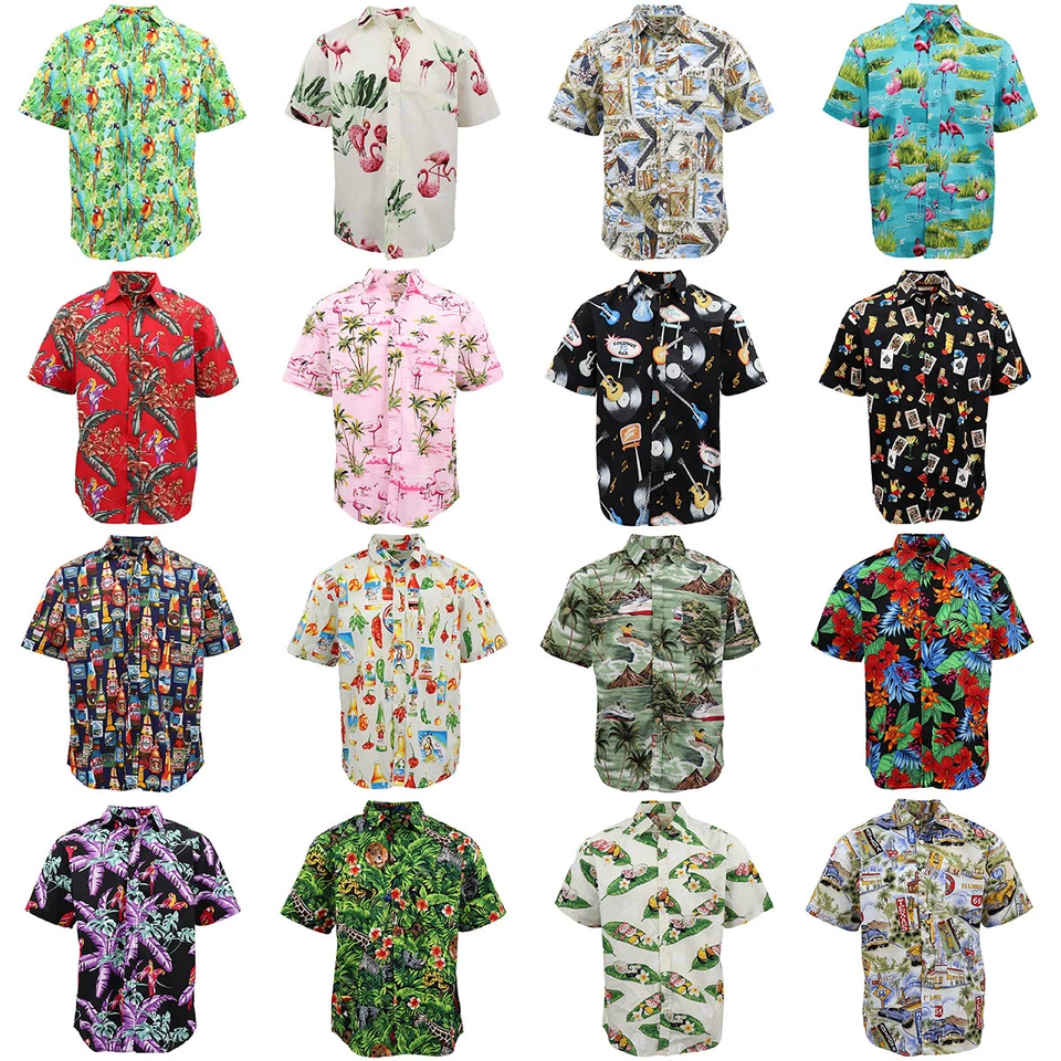 100% Cotton Adults Hawaiian Beach T-Shirt Cool Dry Summer Casual Tee Tops S-6XL