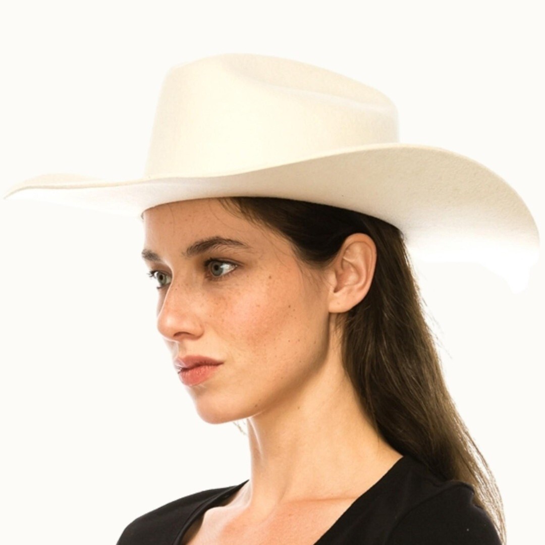100% Wool Western Cowboy Hat in *IVORY OFF-WHITE* - Chic and Classy Unisex
