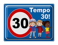 Blechschild Hinweis 40X30 Cm Tempo 30 Kinder Metall Deko Schild Tin Sign