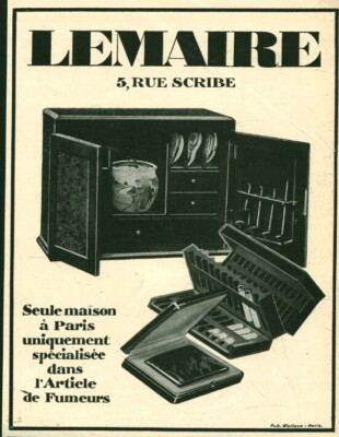 Reklame alter Raucherartikel Lemaire 1927 aus Wallace Magazin