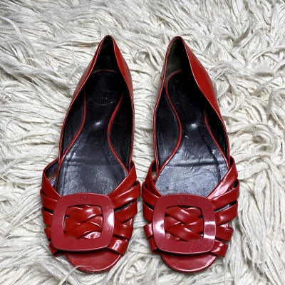 ROGER VIVIER Shoes Red Patent Leather strappy buckle flats