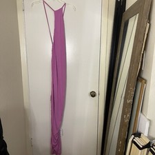 NEW ASOS one shoulder cinched bodycon maxi dress fuschia pink size US 14