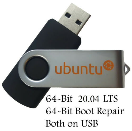 Ubuntu Linux 20.04 LTS 64 Bit Bootable 8GB USB Flash Drive And Install Guide - Picture 1 of 5