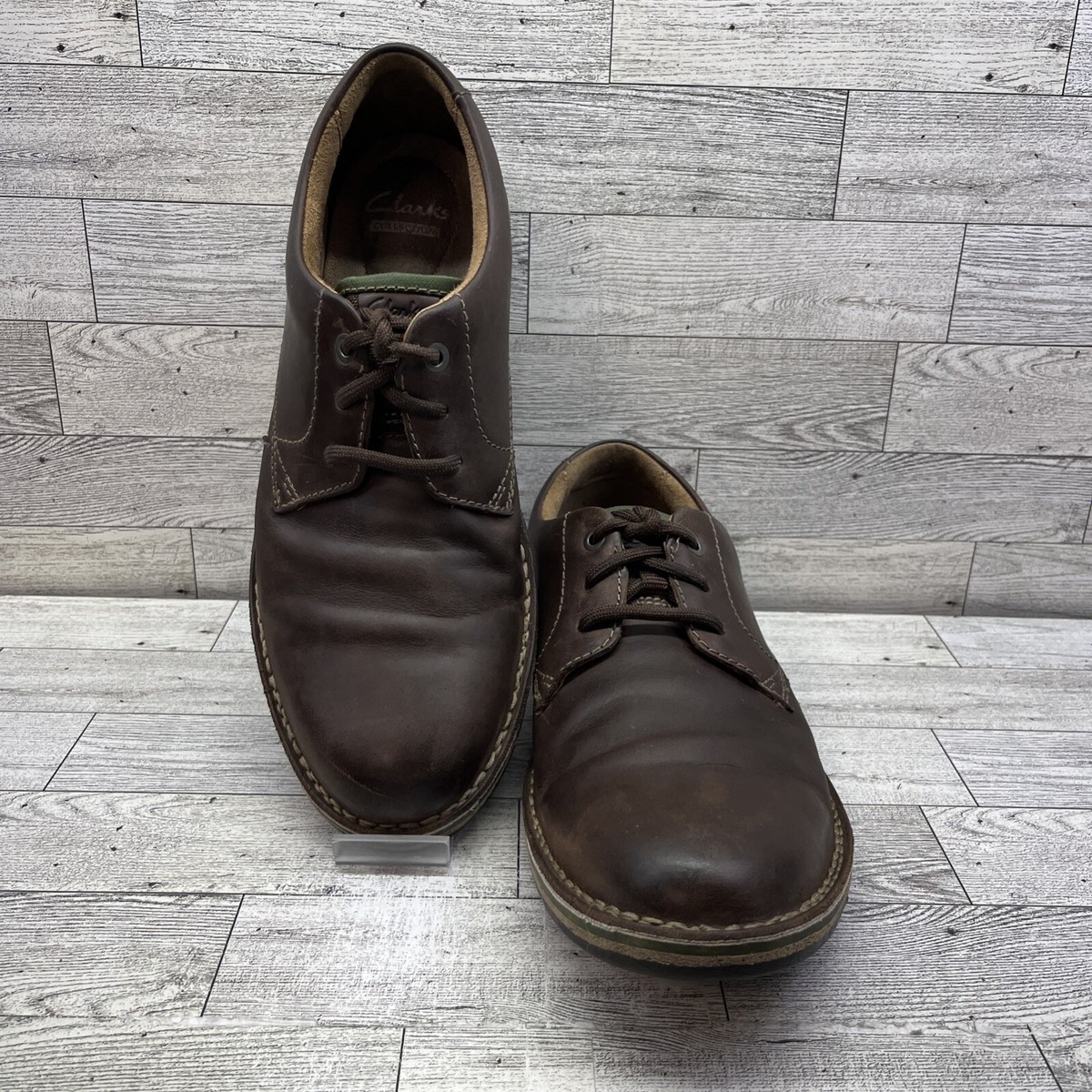Clarks Edgewick Plain Brown Leather Oxford Lace Up Dress Shoes Men