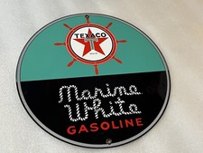 Texaco White marine  Gasoline metal sign baked Oil Gas Pump Plate