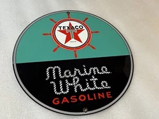 Texaco White marine  Gasoline metal sign baked Oil Gas Pump Plate