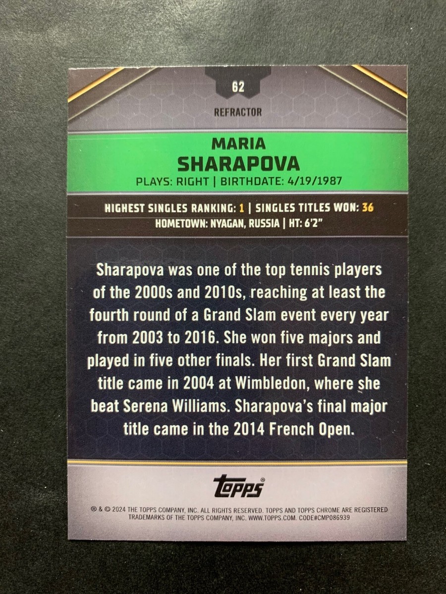 Maria Sharapova 2024 Topps Graphite Tennis Refractor Parallel #62