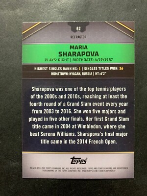 Maria Sharapova 2024 Topps Graphite Tennis Refractor Parallel #62