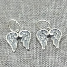 6pcs of 925 Sterling Silver Oxidized Angel Wing Charms for Bracelet Necklace