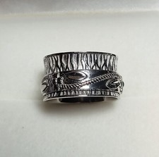 Meditation Spinner Solid 925 Sterling Silver Band Ring Sz 5 4.80gr.