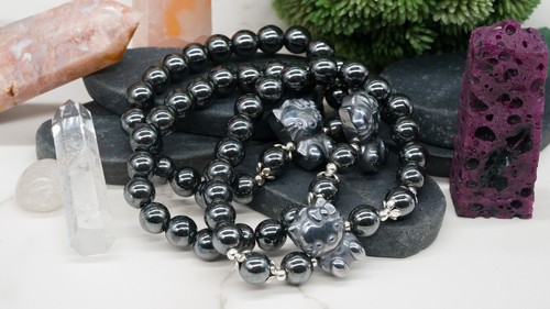Hematite Hello Kitty Inspired Round Beaded Bracelet Crystal Jewelry Gift Anime - Picture 4 of 8
