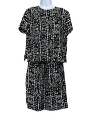 Vintage 100 Pure Silk Skirt Set Short Sleeve Sz 6/8 High End Kings Road Imports