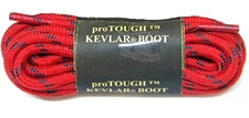 1 pair-Red w/Black Heavy 7/32 thick shoelace for boots made with Kevlar strands 