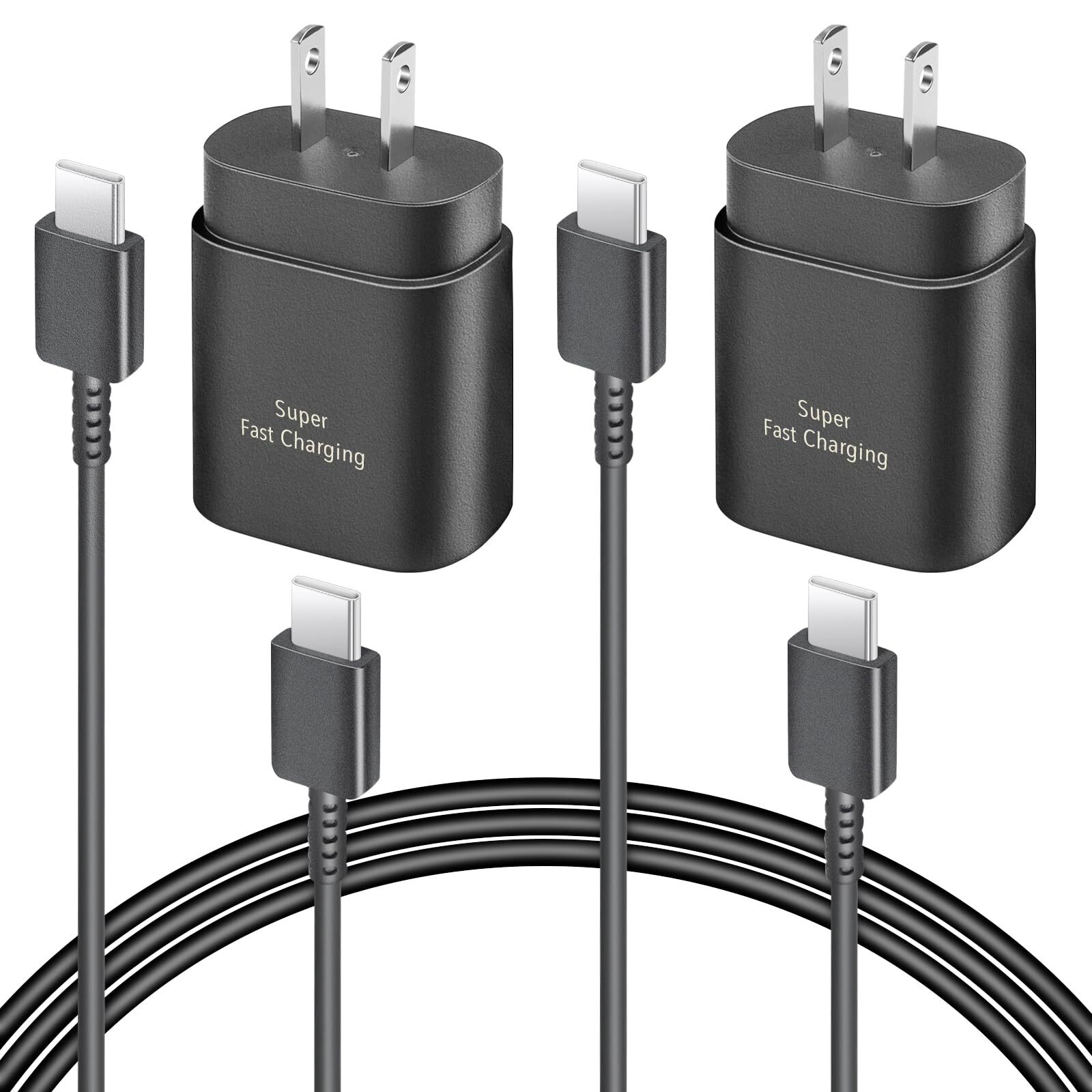 2-Pack 25W USB-C Fast Charger with Type-C Cable Included