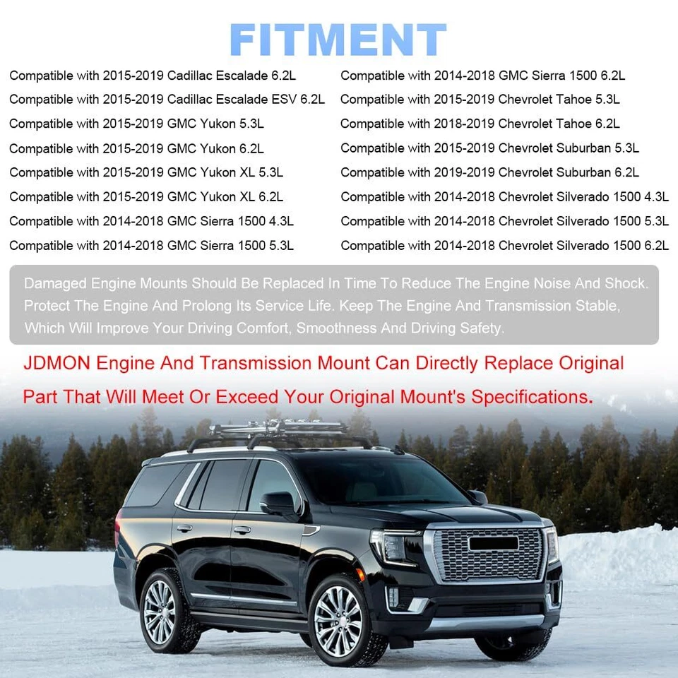 2 piezas soportes de motor diestro + derecho para Chevrolet Tahoe Suburban GMC Yukon 2015-2019 Foto 2 de 4