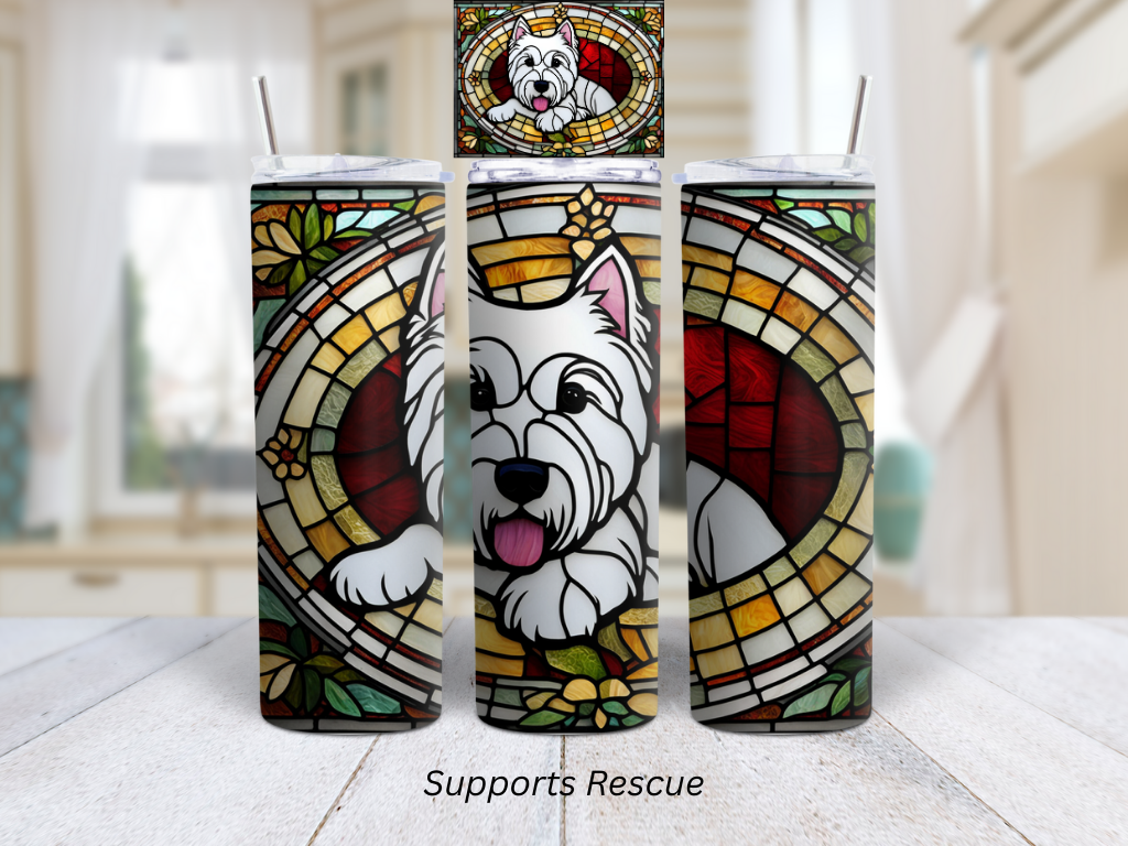 Stained Glass West Highland Terrier Dog 20oz Stainless Steel Insulated Tumbler