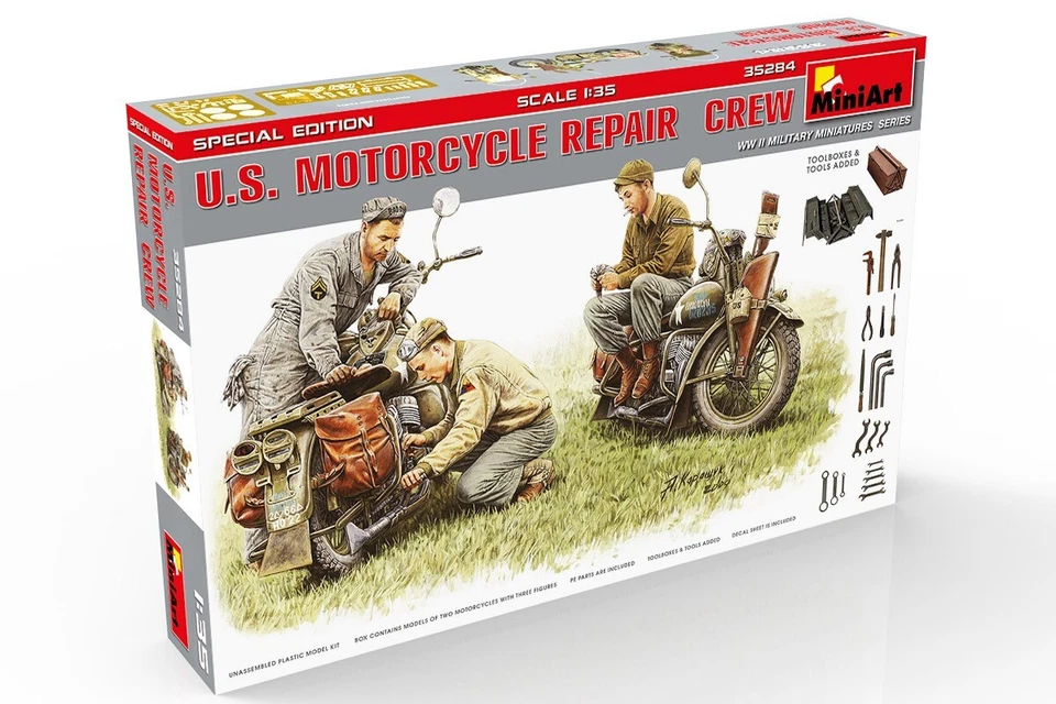 Miniart 35284 U.S. MOTORCYCLE REPAIR CREW. SPECIAL EDITION 1/35 ¡¡¡DOS MOTOS!!! - Imagen 3 de 4