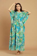 Hand Block Print Dress Indian Cotton Long Kaftan Women Wear Long Caftan Anokhi 