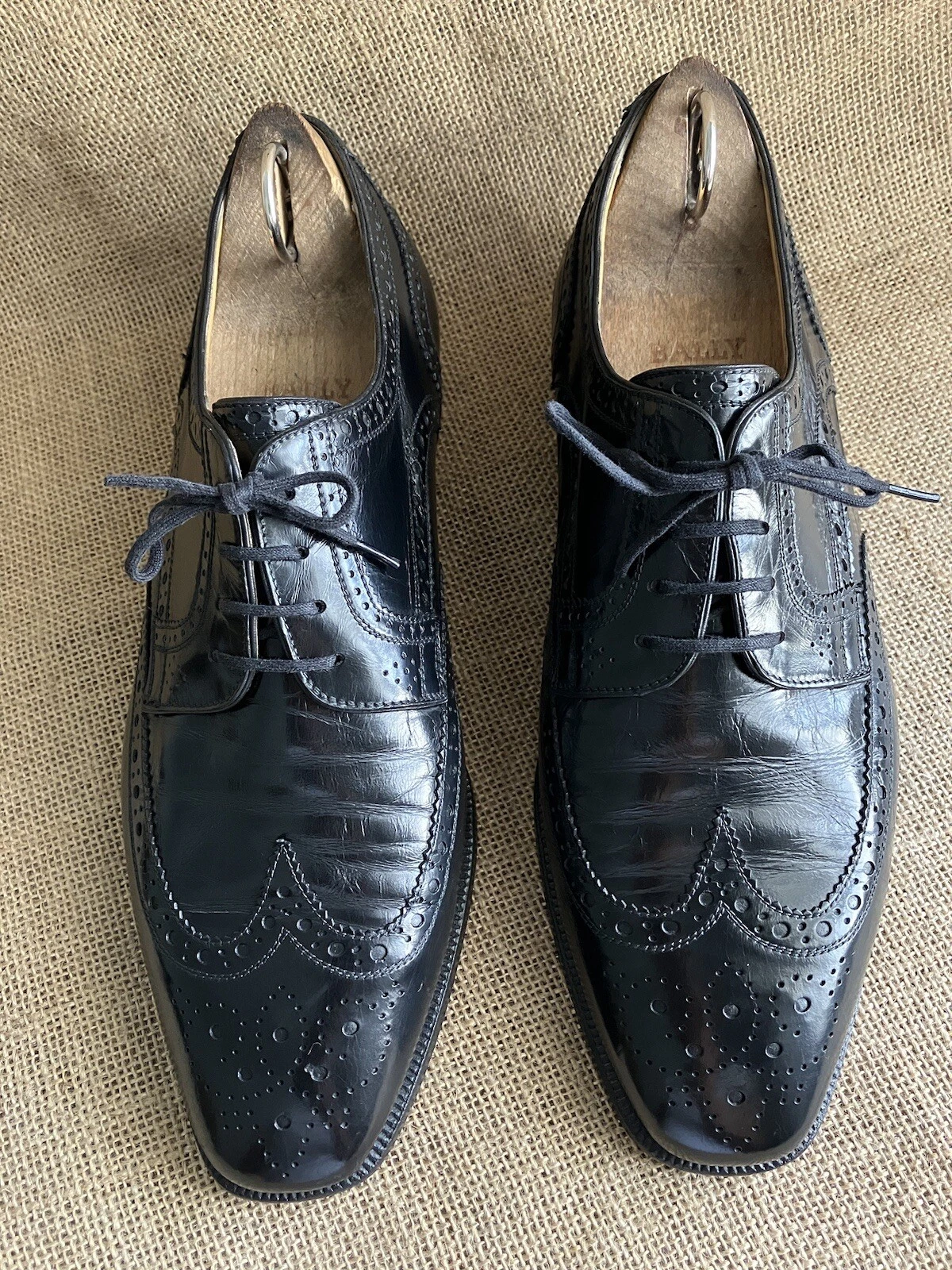 Dior Mens Black Leather Wingtip Derby Shoes Size UK 7.5    US 8.5