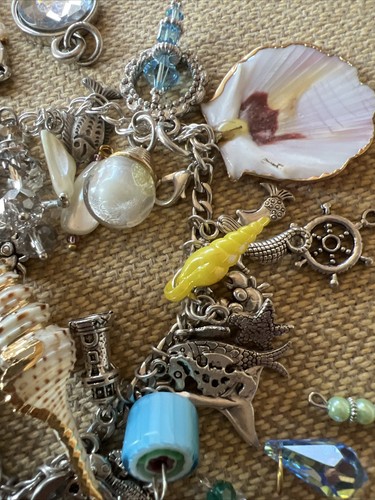 Vintage Charms Bracelet Lot Gumball Trinkets Ocean Theme Bracelet - Picture 13 of 16