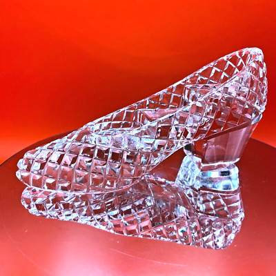 Vintage Bleikristall Glas Schuh Slipper Deko Ornament Schmuck Ständer Geschenk
