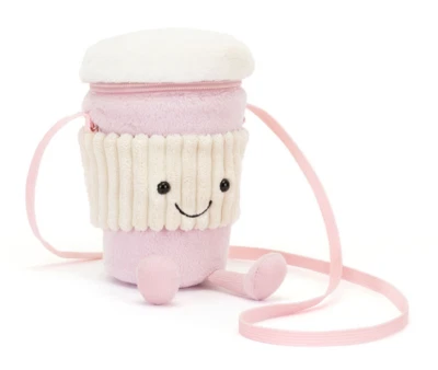 Jellycat AMUSEABLE PINK COFFEE TO GO BAG Soft Plush Toy-Christmas