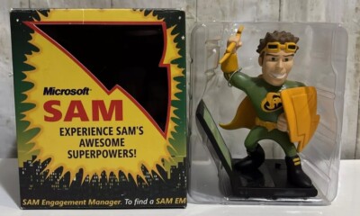 2006 Microsoft Software Asset Management Promo Sam Super Hero Action Figure