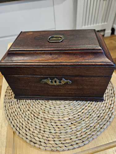 Antique Georgian Mahogany 2 Section Tea Caddy Chippendale Style 24cm - Picture 9 of 9